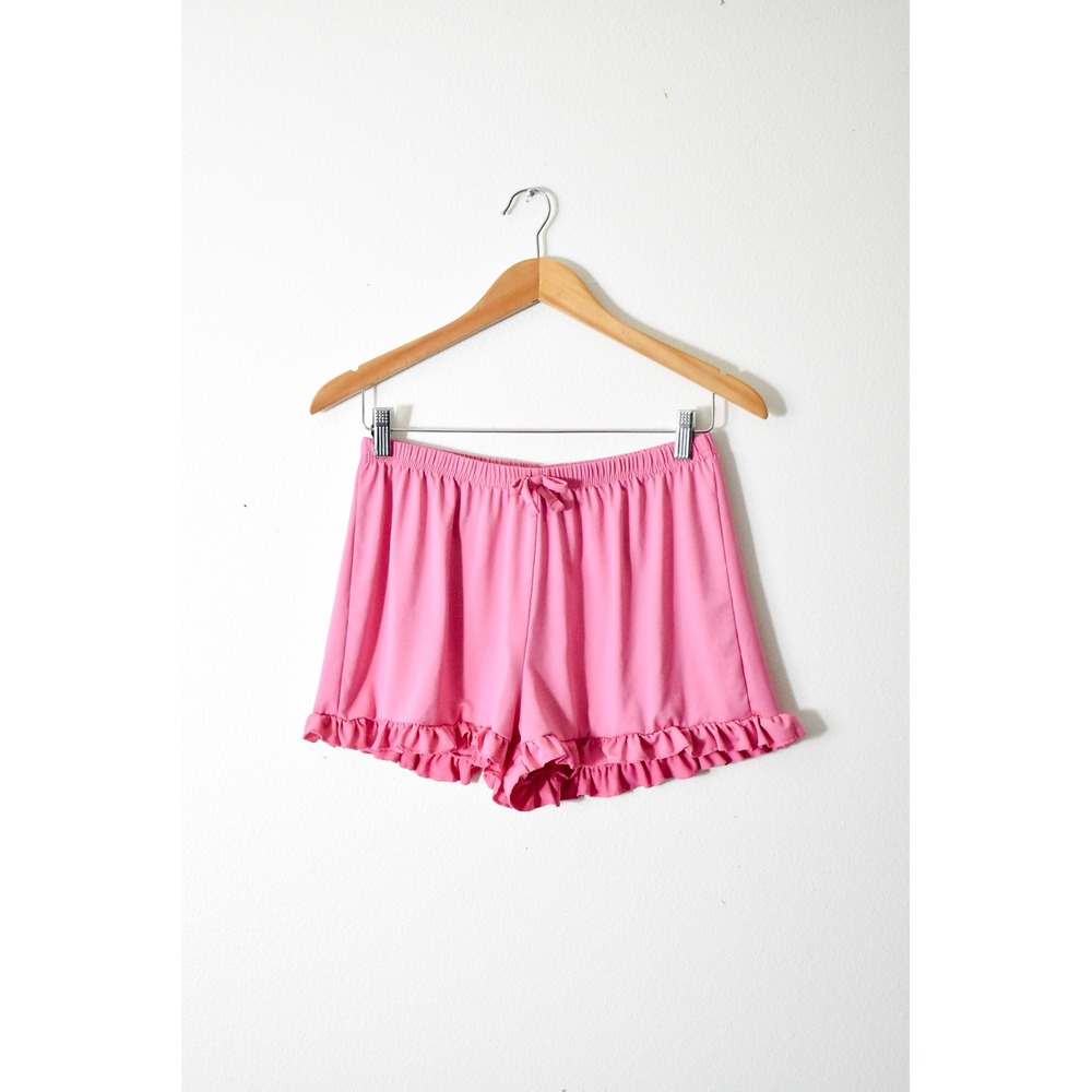 Delia's Pajama Shorts Women XL‎ Pink Y2K Ruffle Trim Elastic Waist Loungewear